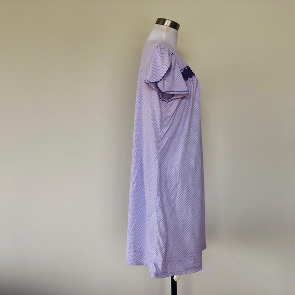 Nightgown Pullover Purple Polka Dot Short Sleeves CELESTIAL DREAMS - Picture 6 of 11